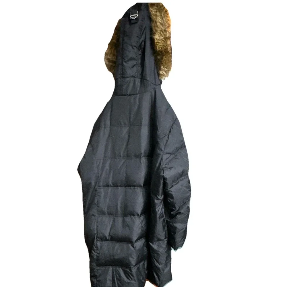 Michael Kors Women’s Black Long Puffer Coat 2X Faux Fur Hood Winter Jacket